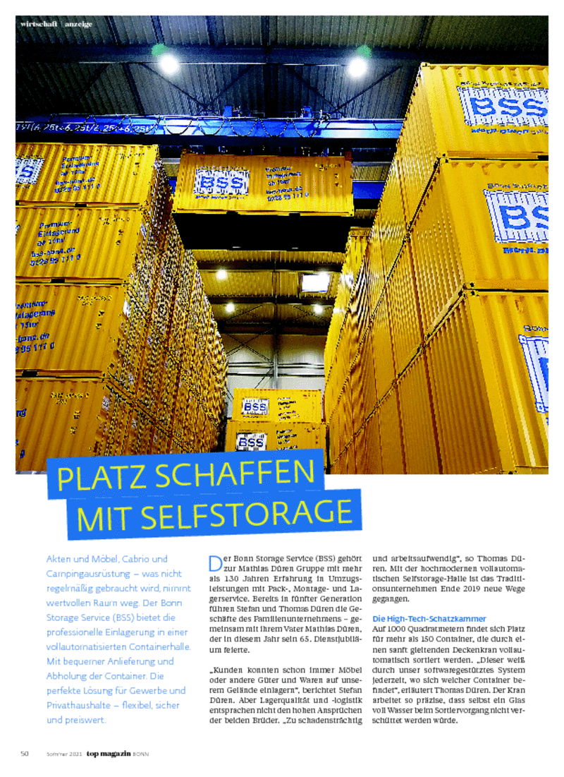 Beitrag über Spedition Düren in top-Magazin